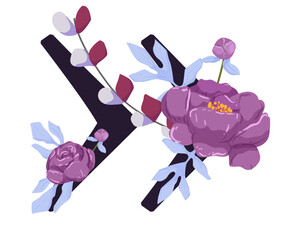 Vector sign with flowers decorations