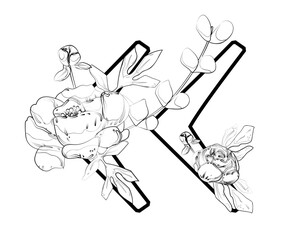 Vector sign with flowers decorations