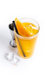 Orange vodka cocktail (screwdriver cocktail) isolated on white background