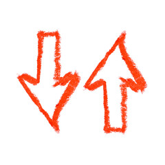 Arrow. Realistic rough black marker. Set of ink lines. The doodle is drawn on a white isolated background with a black marker. Hand painted. Black marker on paper isolated on white background