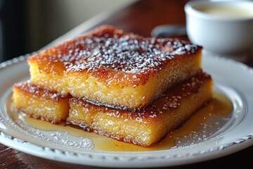 South Africa: Malva Pudding A square of spongy, caramelized pudding served warm, drizzled with apricot jam and custard sauce.