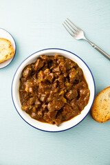 Beef ragout with pickled cucumber
