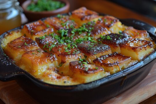 South Africa: Malva Pudding A square of spongy, caramelized pudding served warm, drizzled with apricot jam and custard sauce.
