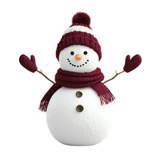Cheerful snowman wearing a cozy knitted scarf and hat, perfect for winter season imagery and holiday-themed designs.