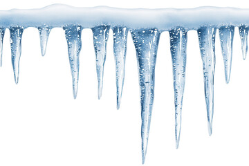 Fototapeta premium A stunning close-up of icicles hanging from a surface, showcasing their sharp edges and beautiful crystalline structure.