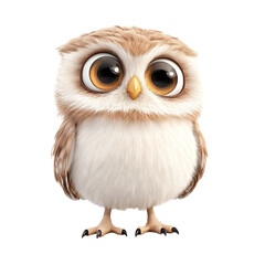 Cute cartoon owl with big eyes, perfect for children's illustrations and educational materials.