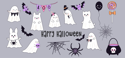 Halloween decoration element, Trendy modern cute flat vector illustrations. 