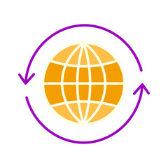 Web icon with arrow for cyberspace and global communication symbol