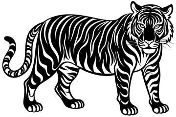 tiger illustration,tiger animal, tiger vector silhouette