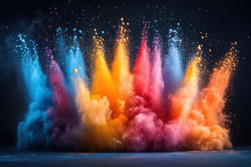 a colorful powder bursting into the air background. 