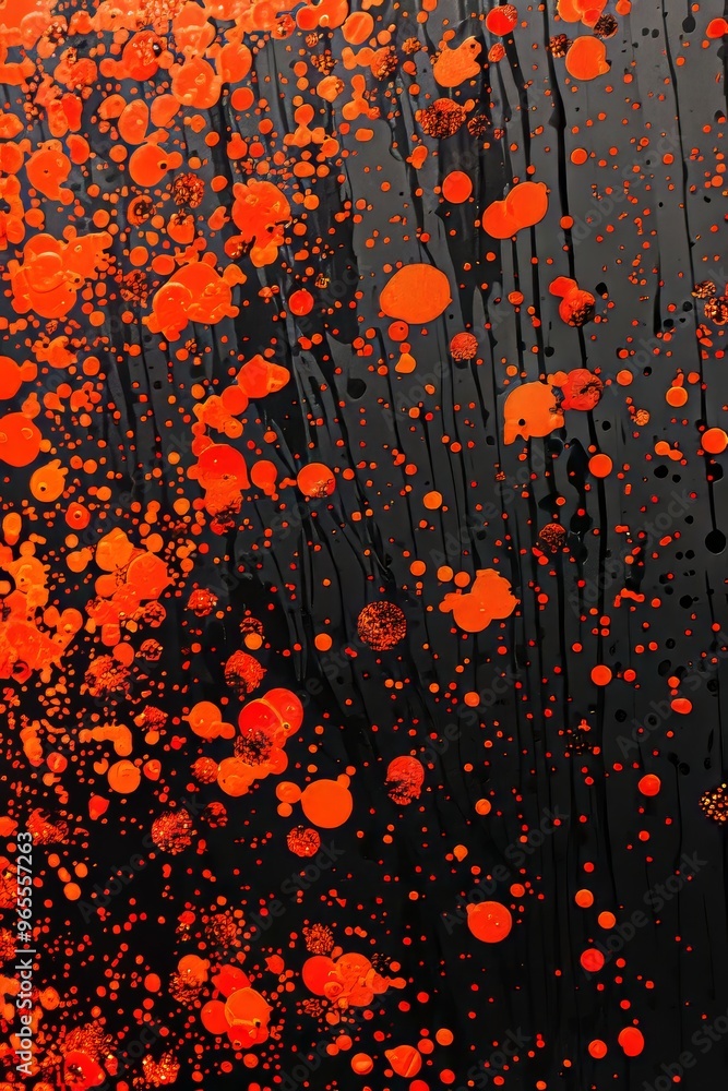 Poster dark grunge texture with red paint splashes, abstract background for artistic and creative projects.