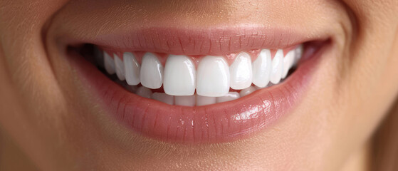 Obraz premium close-up of smiling mouth lips with healthy white and clean teeth