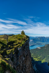 Panoramic View from a swiss mountain ridge