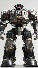 Naklejka premium In the Japanese tokusatsu style of the Showa period, present the image of a huge robot
