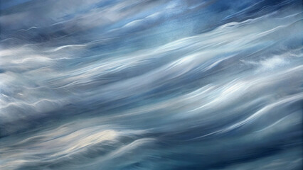 Obraz premium Dynamic blue waves abstract watercolor painting with soft movement and fluid textures