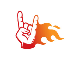 Rock and Roll hand logo symbol or icon template