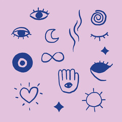 Fototapeta premium Oeil, mystique, encens, esprit, spirituel, Art & Illustration, dessin, vectoriel, illustrator, eps