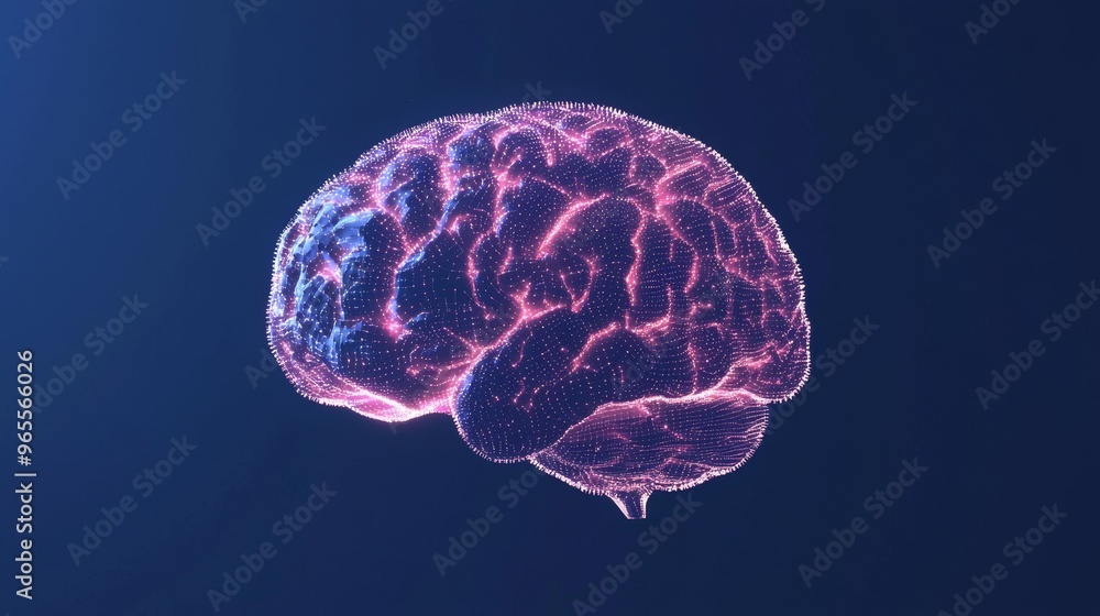 Poster futuristic human brain hud on peer-to-peer blockchain network background concept of stock and cybers
