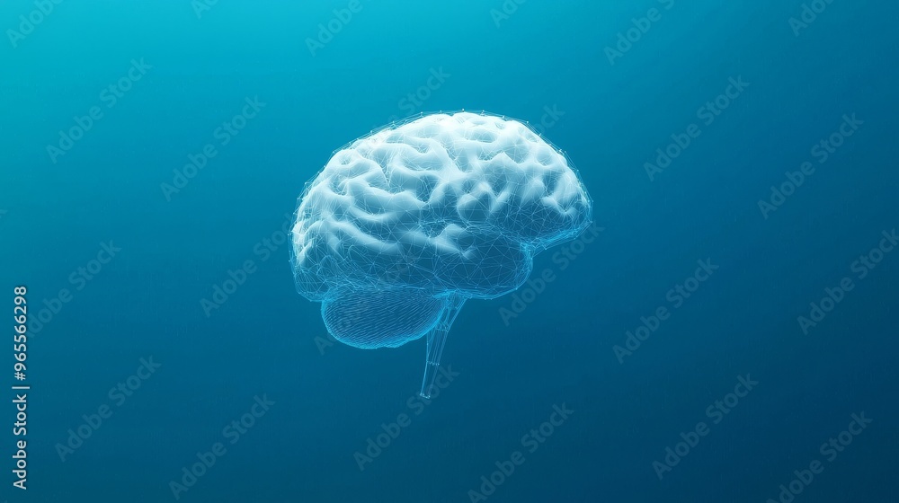 Poster a futuristic hud polygon human brain on a peer-to-peer blockchain network technology background repr
