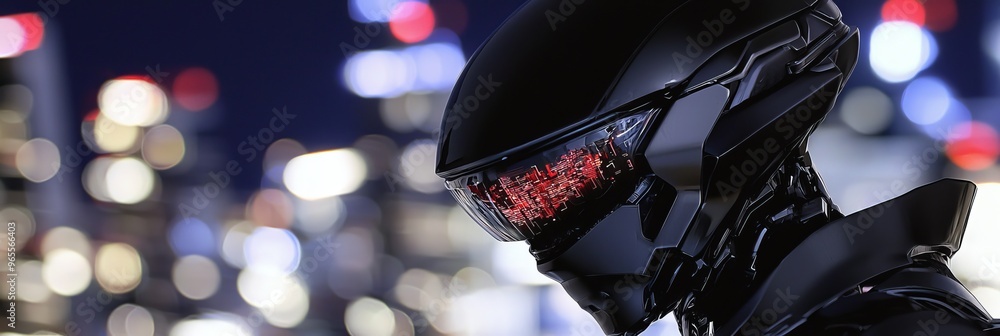 Poster a cyborg head is used to create a digital interface by rendering it in 3d