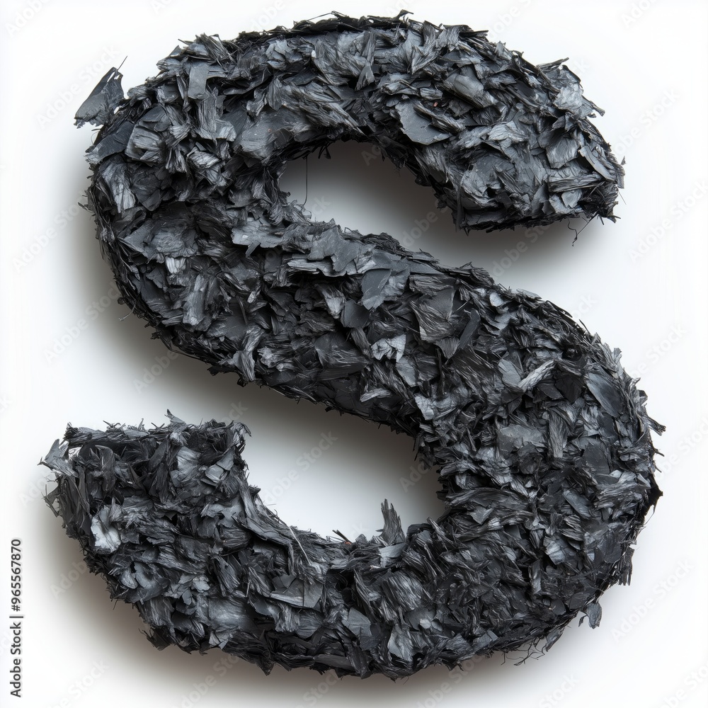 Canvas Prints Black Shredded Material Forming the Letter S