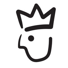 Black crown doodle elements isolated on white background