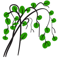 Sketch hatched leaves and twigs collection. Scribble dry branches, handdrawn sketchy plant elements