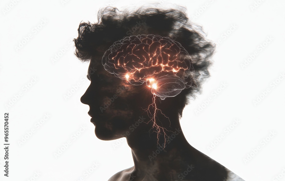 Poster brain and head. deep learning, machine learning, and cognitive technologies.