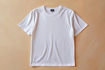 Simple Tshirt Flatlay mockup in beige background created with generative AI