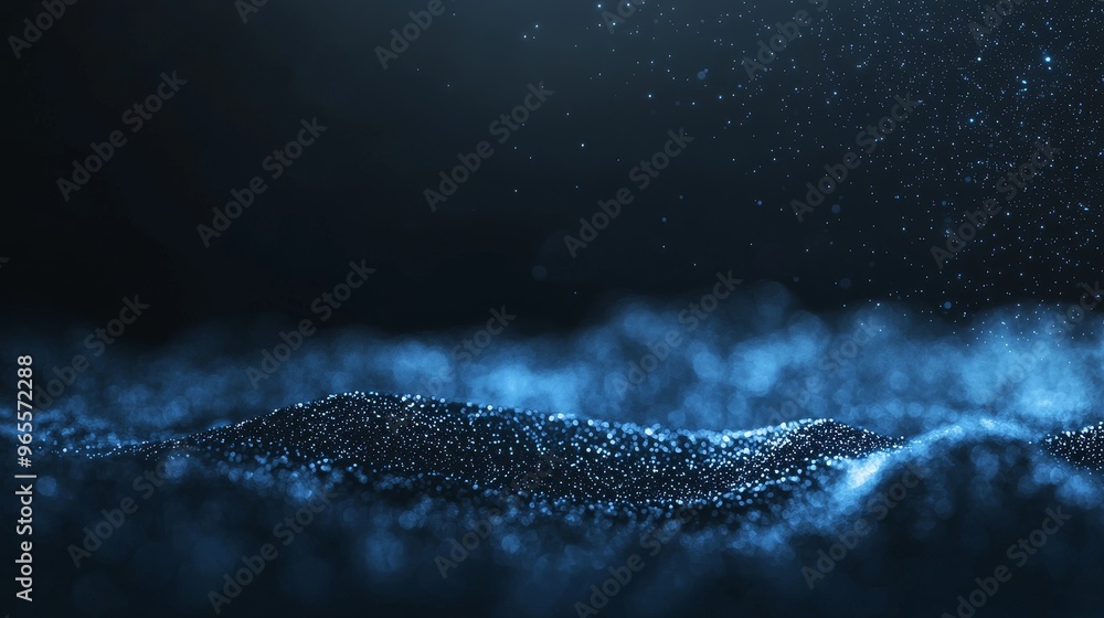 Poster flying through digital data tunnel with digital nodes and connection paths. digital, communication, 