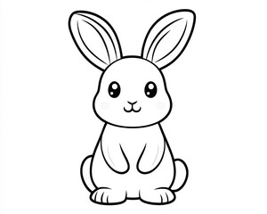 Obraz premium Cute kawaii bunny illustration in a minimalist style perfect for children's coloring book and educational activities