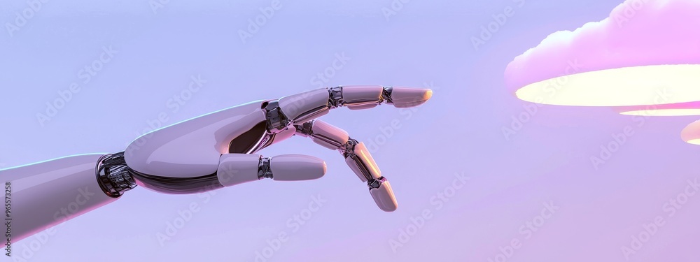 Poster a 3d humanoid robot sitting on a futuristic cyberspace background featuring augmented reality techno