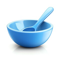 Cartoon Flat Design of a Baby Food Bowl Isolated on a Solid White Background with a Clean and Simple Look for New Beautiful Stock Image Illustration AI