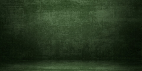 Green paint on a wall with space for your text, abstract green grunge elegant paper texture, green background with distressed vintage grunge and paint stains texture