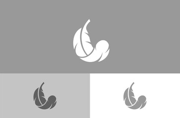 Obraz premium Bird feather icon. Isolated black feather and white feather vector 