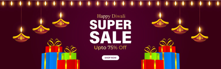 Fototapeta premium Vector illustration of Happy Diwali Sale social media feed template