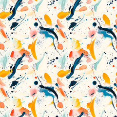 Watercolor lines and spots on a light background. Seamless pattern.