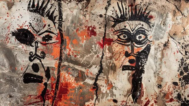 abstract historic pattern ancient hieroglyphs on the wall cg animation background loop