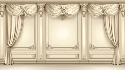Elegant Wall with Draped Curtains