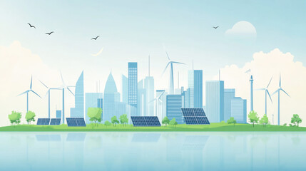 Obraz premium Green energy concept urban wind mill farm