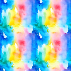 Seamless pattern with watercolor paints with splashes and smudges. Abstract colorful background.