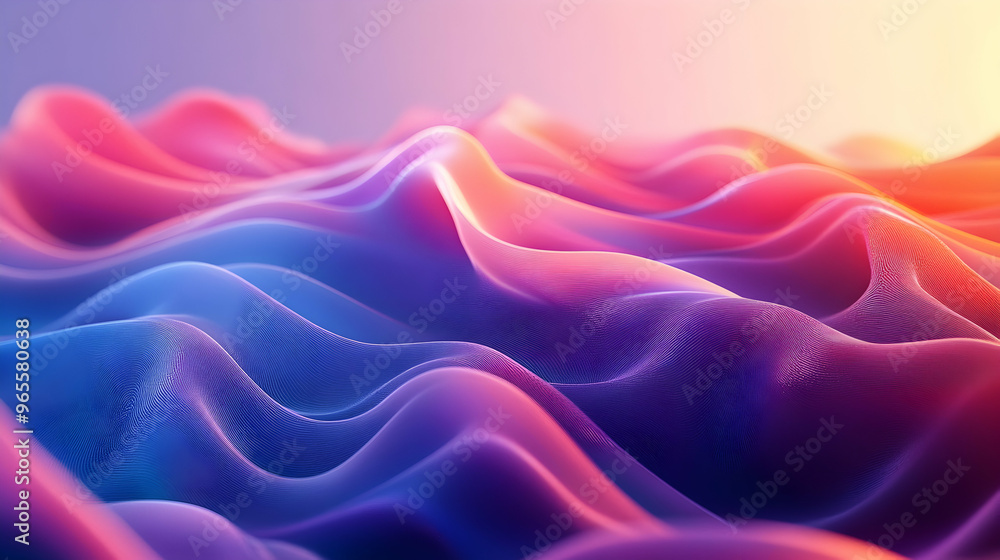 Poster dynamic abstract design formed flowing 3d gradient waves.