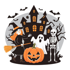 halloween pumpkin with bats