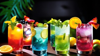 Various Summer Mocktails drinks