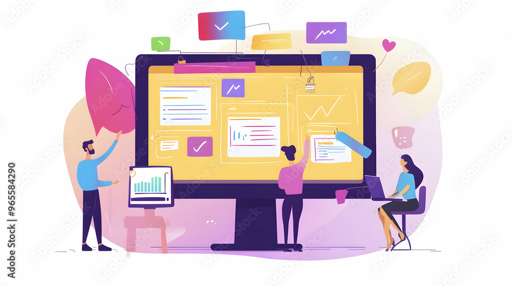 Poster agile software development with kanban board framework, project management and tool for fast changes