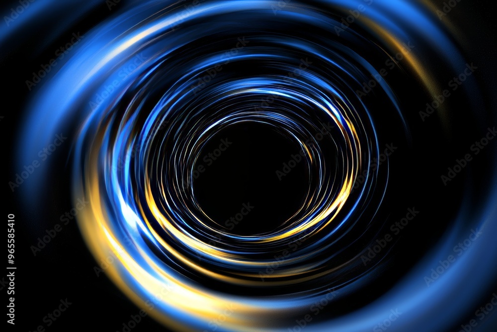 Poster the background of an abstract circular interface is blue and yellow. stock image
