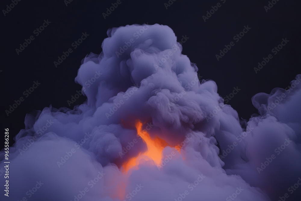 Poster design elements of neon pink and orange smoke clouds on a dark background - generative ai