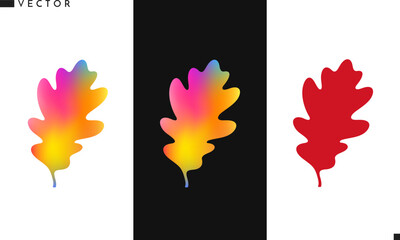 Bright autumn leaves vector. Isolated oak leaves on white background. Vibrant color leaf