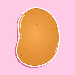 Sticker Potato character. Vector hand drawn cartoon kawaii character illustration icon. Isolated on pink background. Potato character concept