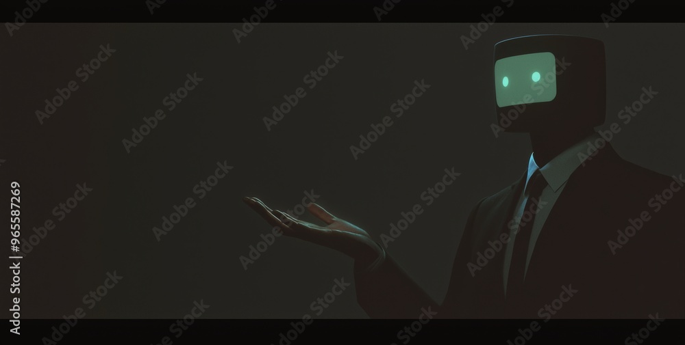 Poster managing digital technology strategy, hologram ai. digital chatbot, chatgpt, robot application. arti